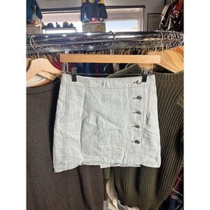 Vintage Y2K Ivy Club Classics Light Wash Denim Jean Full Button Skirt Size 5